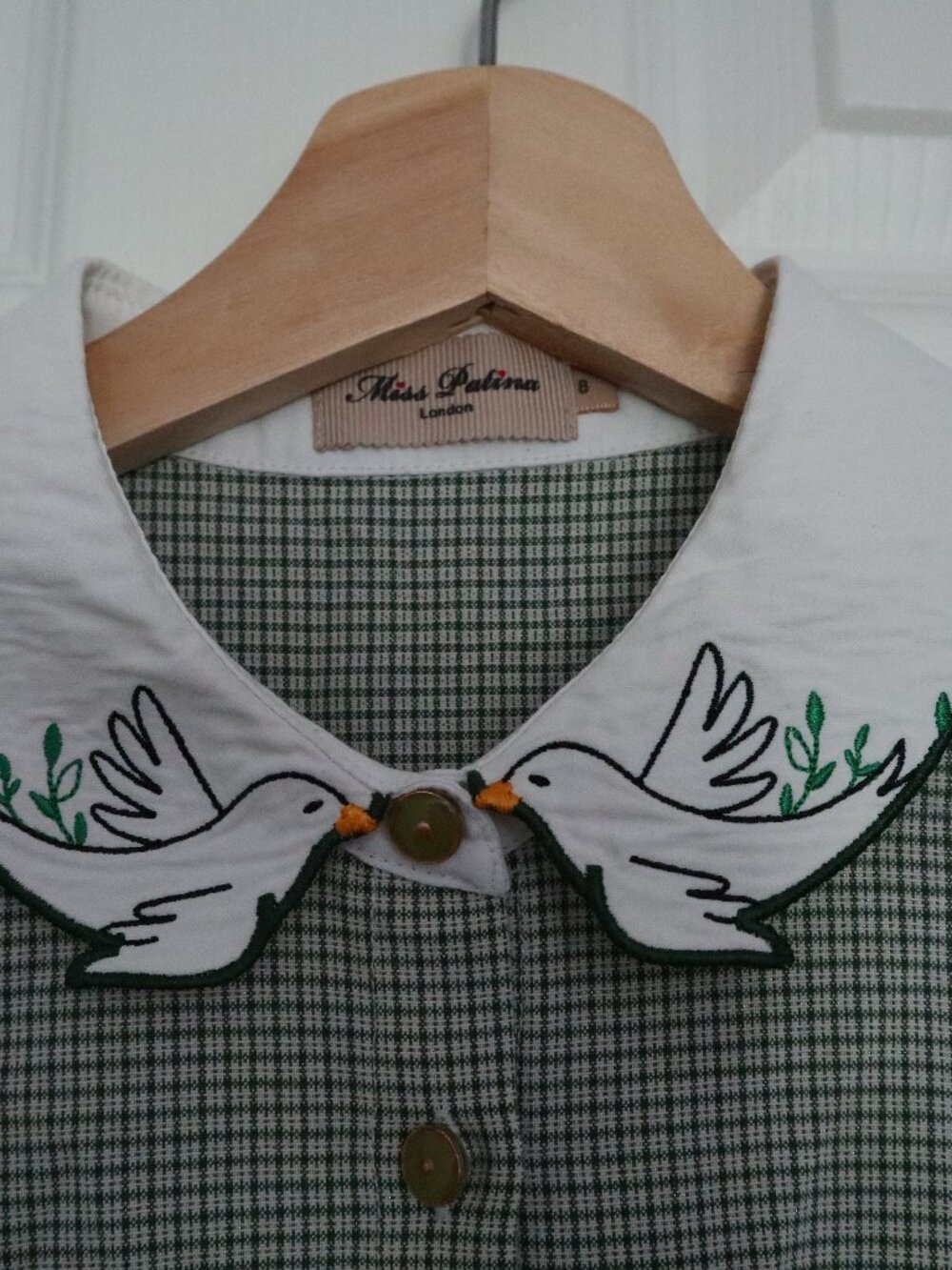 Miss Patina Lucky Bird Kisses Dress Green Size Small UK 8 - Picture 3 of 7